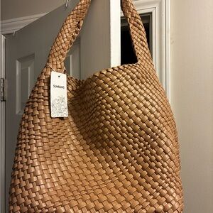 Tan Woven Hobo Bag